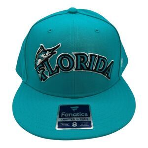 Fanatics Florida Miami Marlins Fitted Hat Cap Size 8 Teal Cooperstown Collection